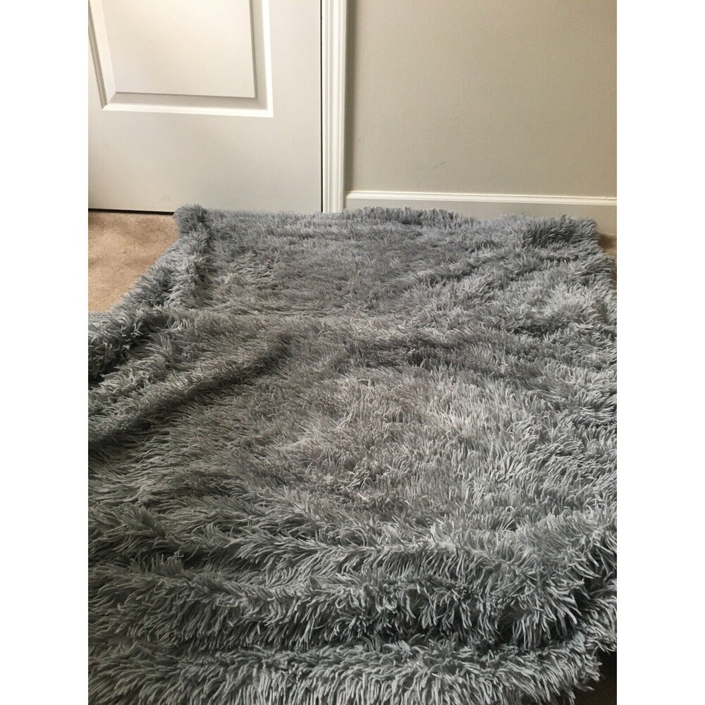 Chanasya Large Super Soft Sherpa Shaggy Throw Blanket Gray